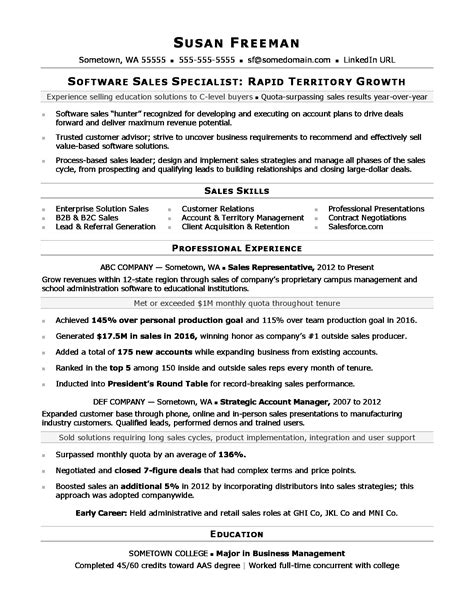 Sample Resume For Sales Associate